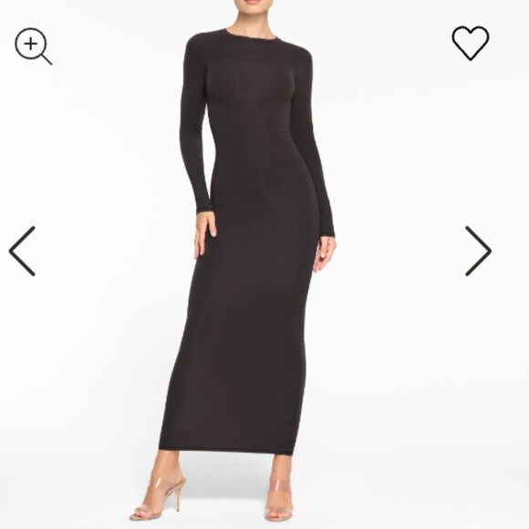 SKIMS Fits Everybody Long Sleeve Dress - Onyx - Picture 1 of 4